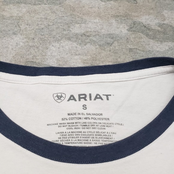 Ariat Top Womens Small White Short Sleeve Ringer Western Rodeo Ranch - Picture 5 of 9